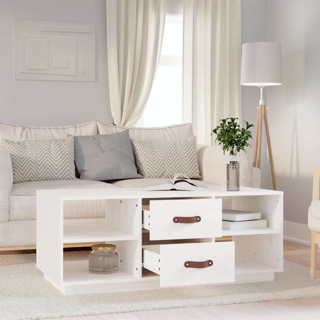 Table basse Blanc 100x50x41 cm Bois massif de pin - Tables basses