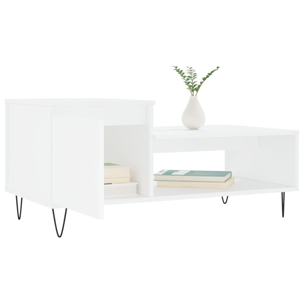 Table basse Blanc 100x50x45 cm Bois d’ingénierie - Tables basses