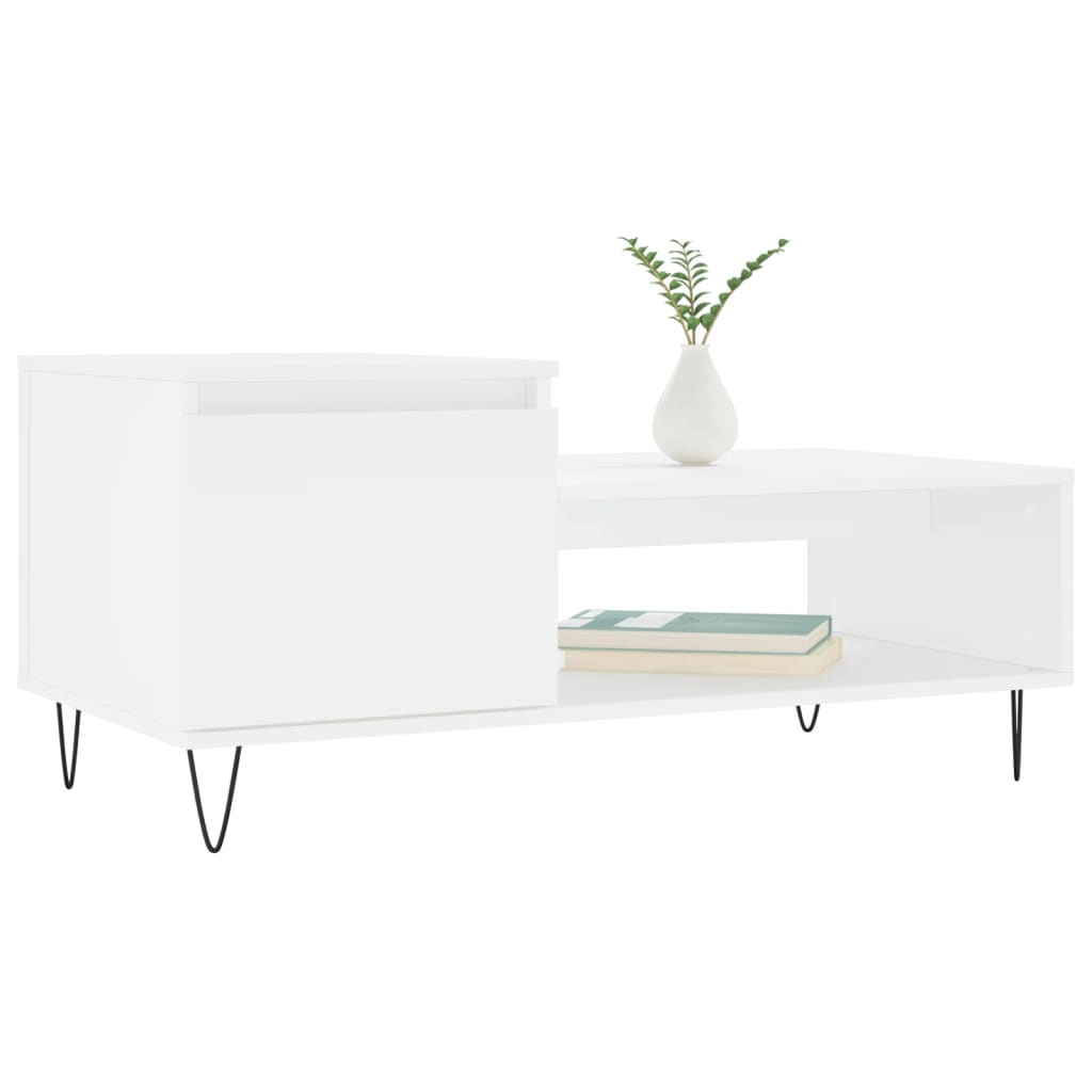 Table basse Blanc 100x50x45 cm Bois d’ingénierie - Tables basses