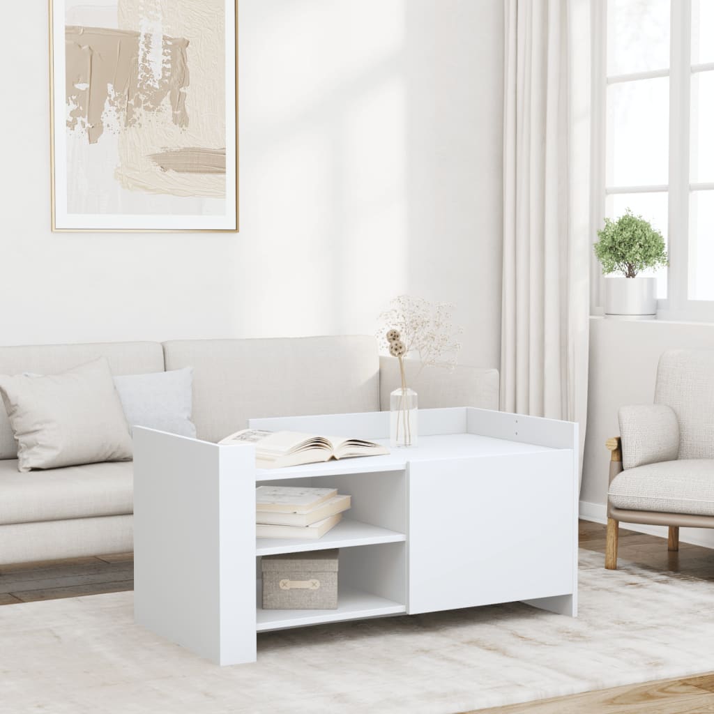 Table basse blanc 100x50x50 cm bois d’ingénierie - Tables basses