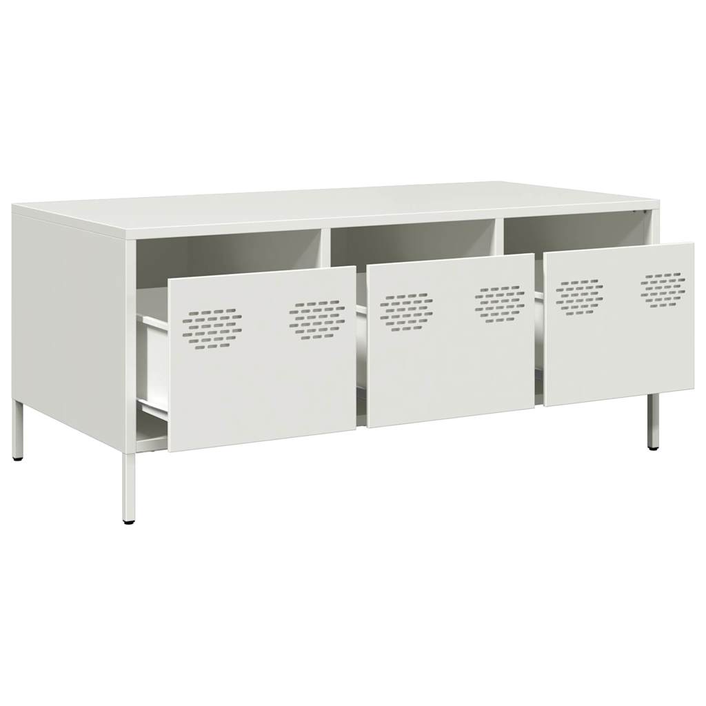 Table basse blanc 101,5x50x43,5 cm acier laminé à froid - Tables basses