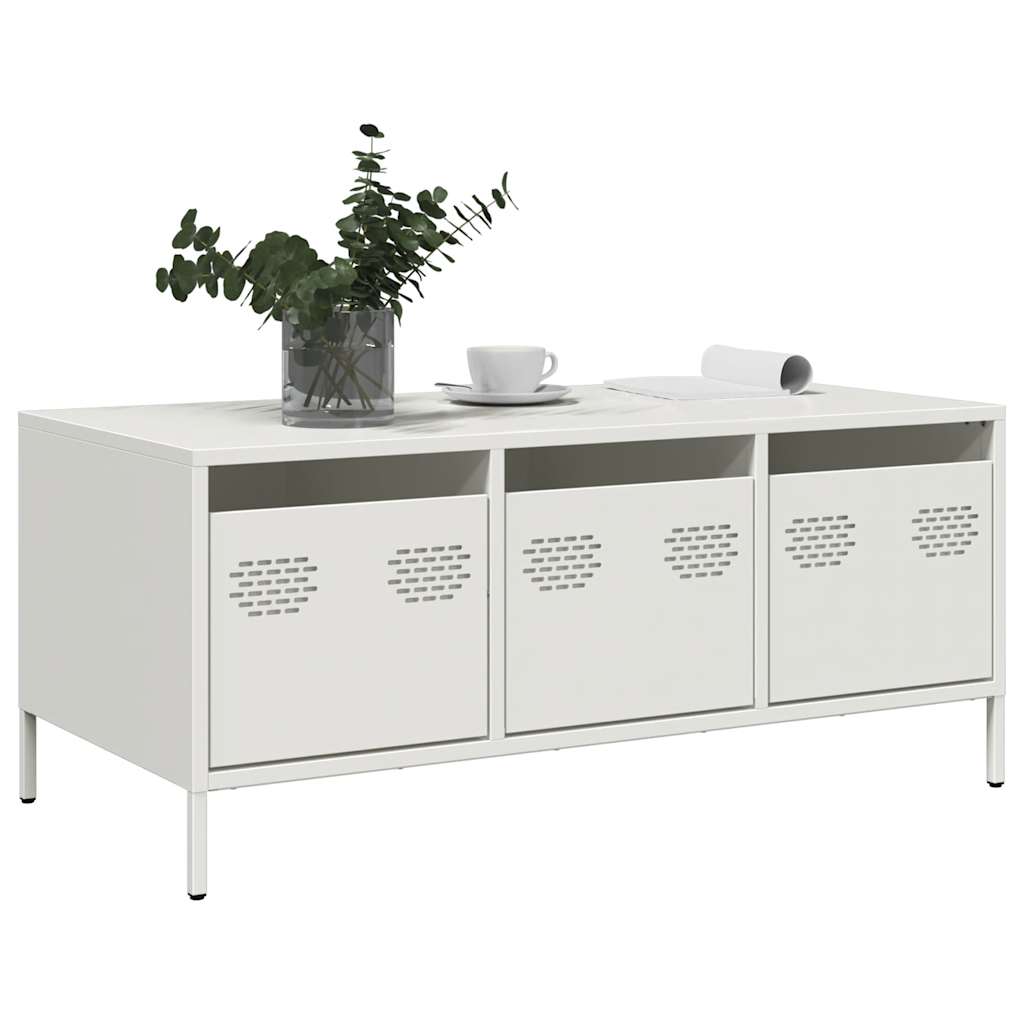 Table basse blanc 101,5x50x43,5 cm acier laminé à froid - Tables basses