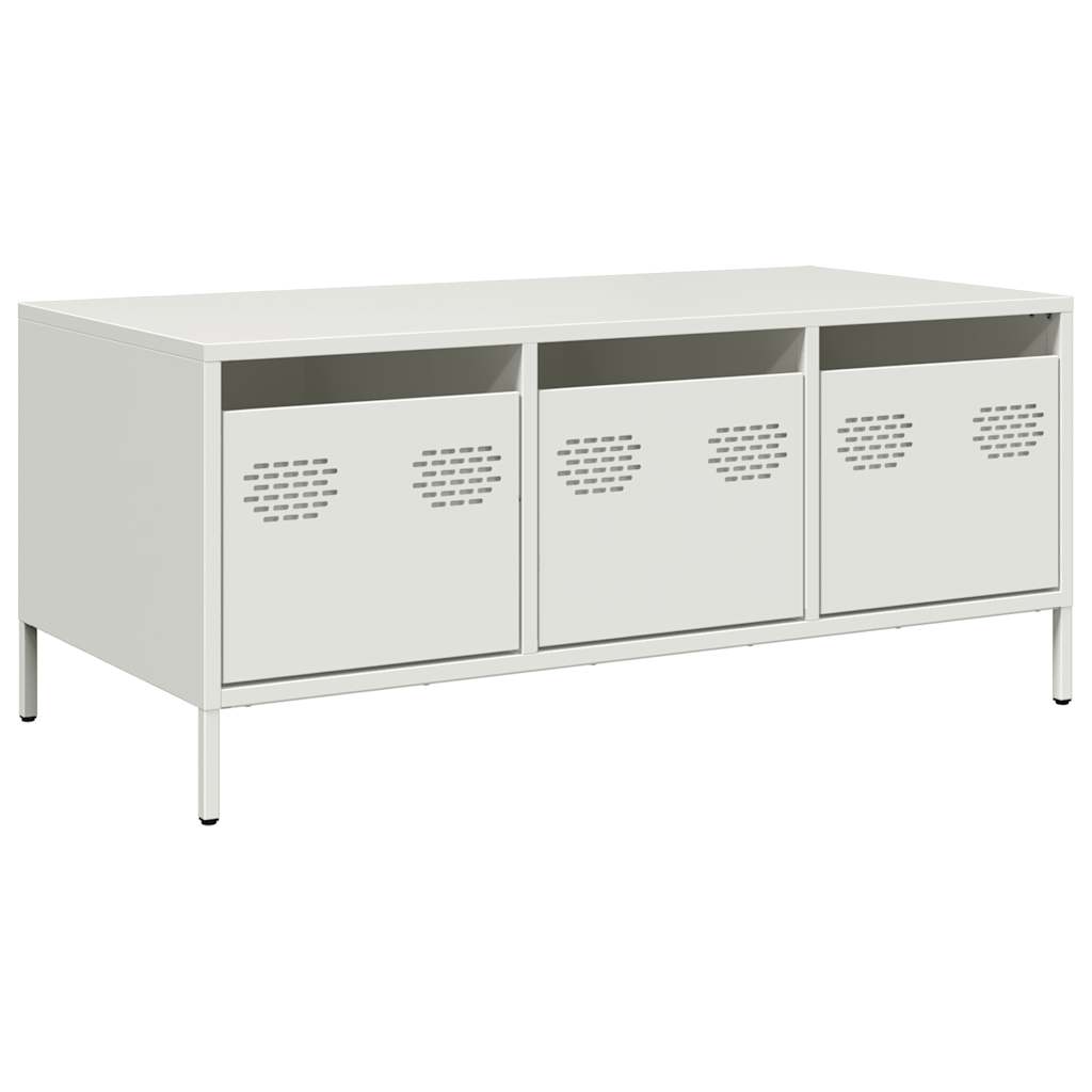 Table basse blanc 101,5x50x43,5 cm acier laminé à froid - Tables basses