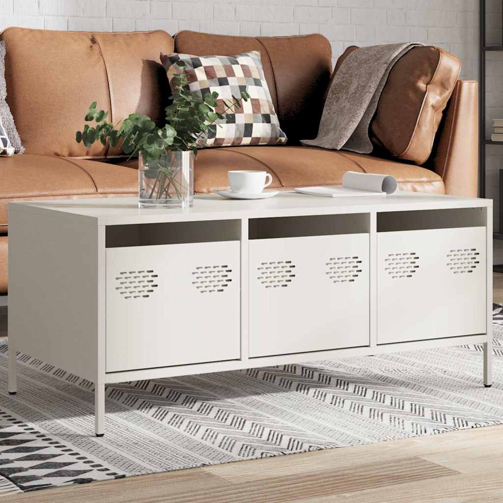 Table basse blanc 101,5x50x43,5 cm acier laminé à froid - Tables basses