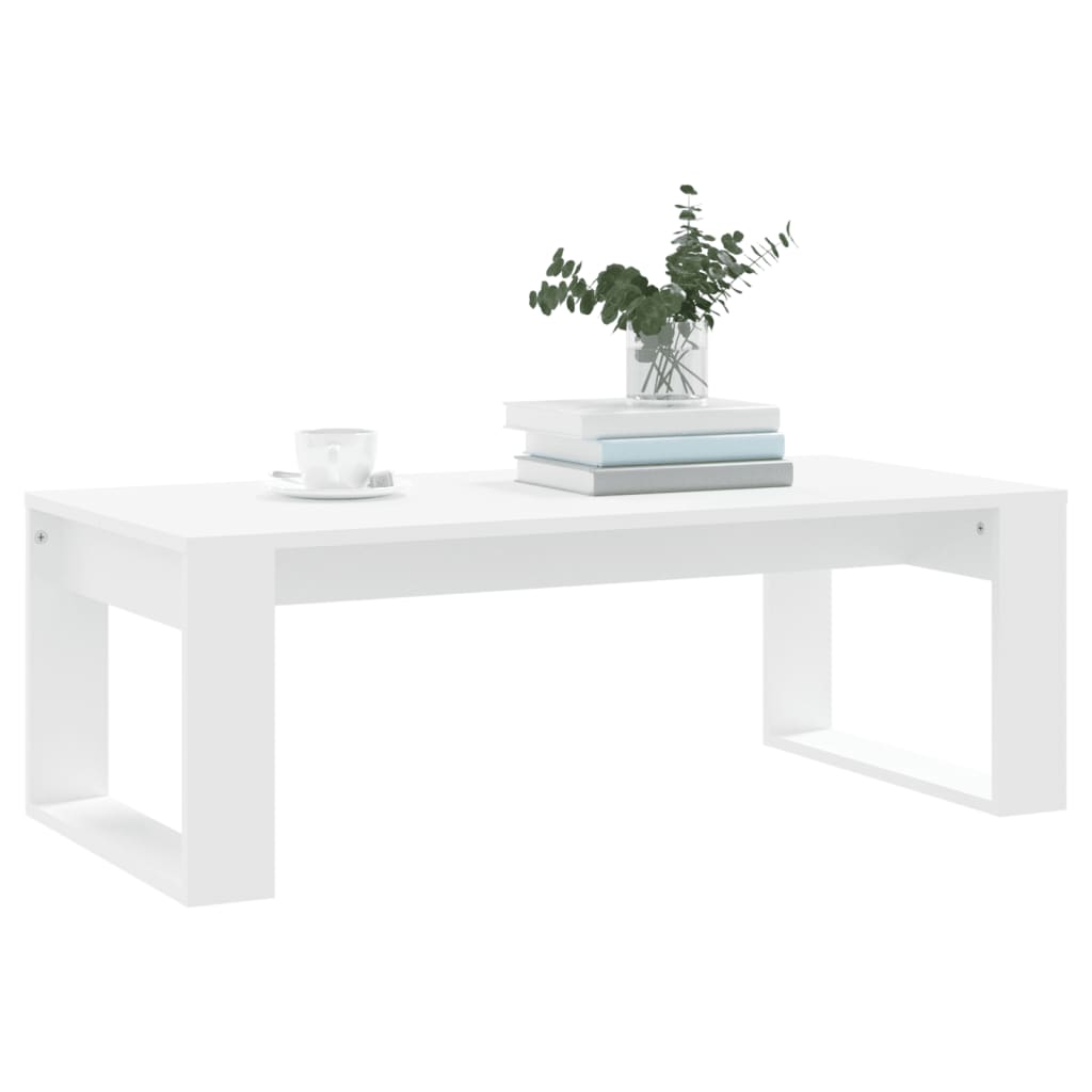 Table basse blanc 102x50x35 cm bois d’ingénierie - Tables basses