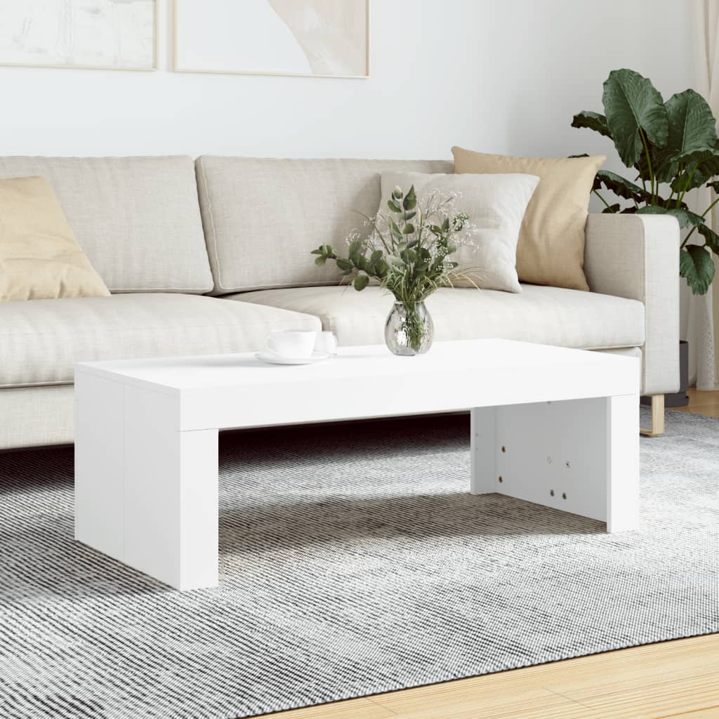 Table basse blanc 102x50x36 cm bois d’ingénierie - Tables basses