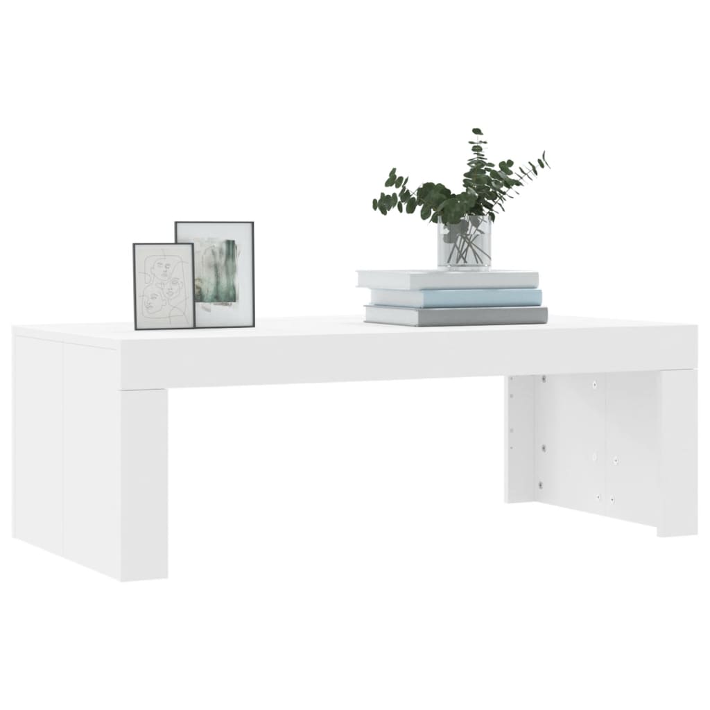 Table basse blanc 102x50x36 cm bois d’ingénierie - Tables basses