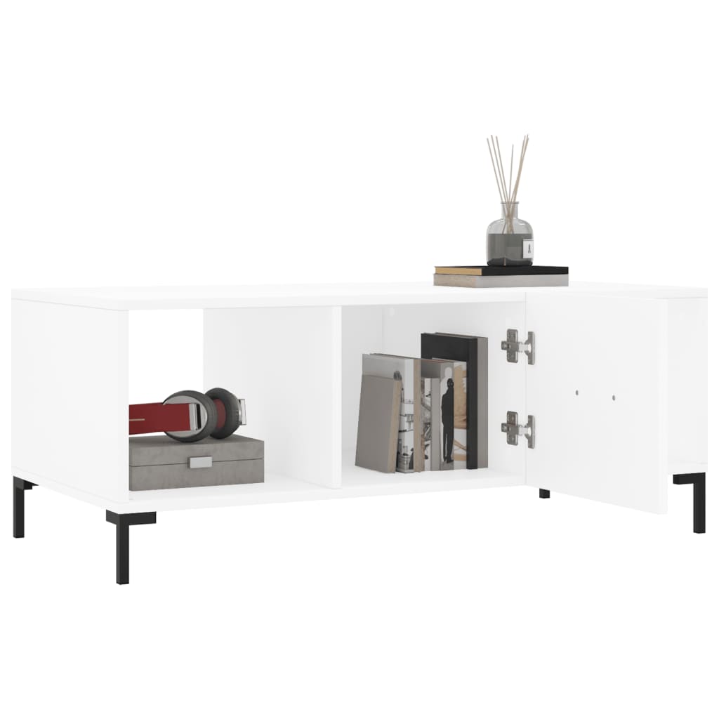 Table basse blanc 102x50x40 cm bois d’ingénierie - Tables basses