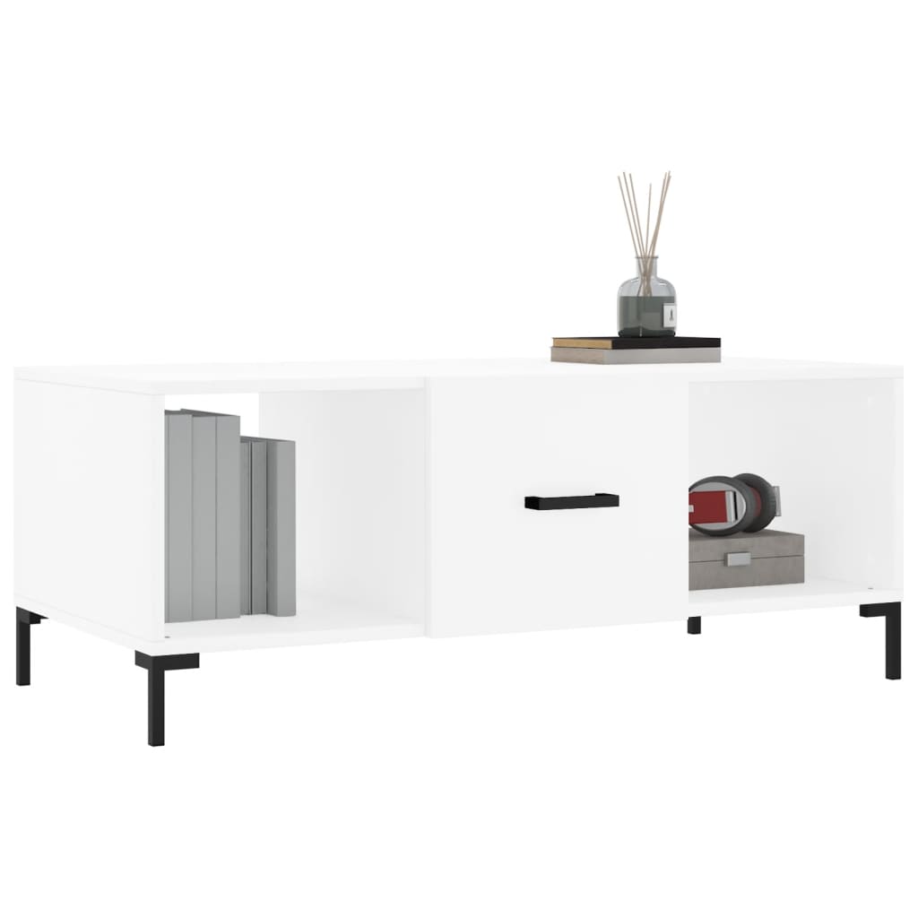 Table basse blanc 102x50x40 cm bois d’ingénierie - Tables basses