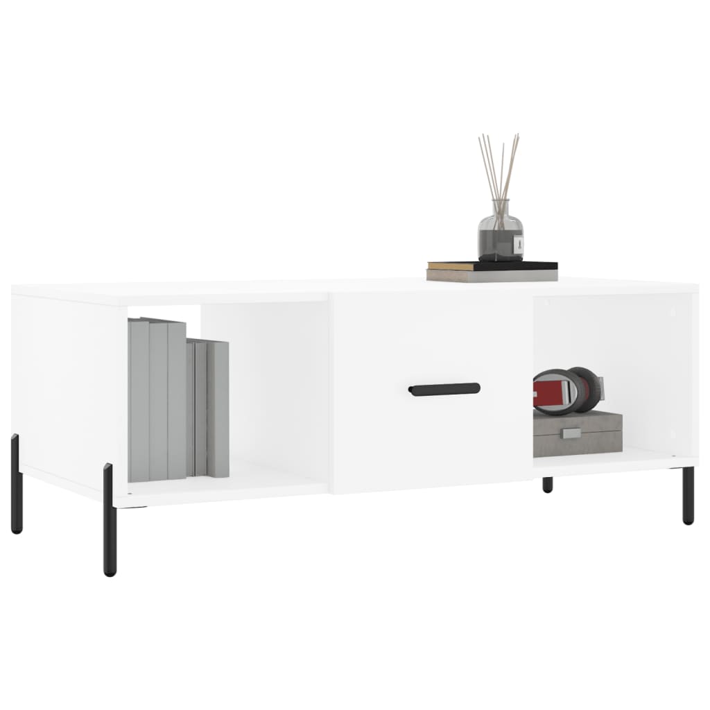 Table basse blanc 102x50x40 cm bois d’ingénierie - Tables basses