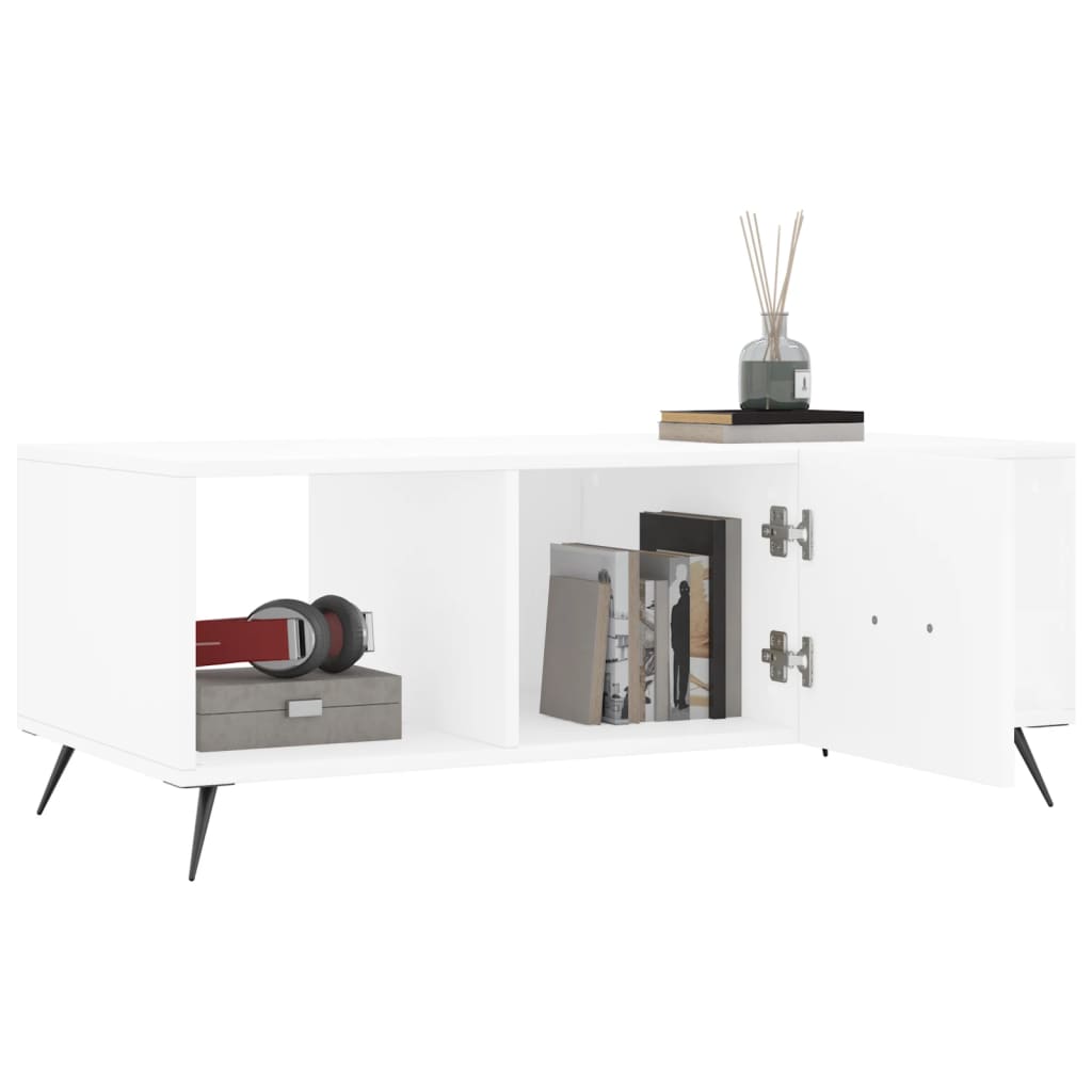 Table basse blanc 102x50x40 cm bois d’ingénierie - Tables basses