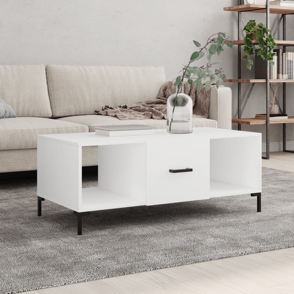 Table basse blanc 102x50x40 cm bois d’ingénierie - Tables basses