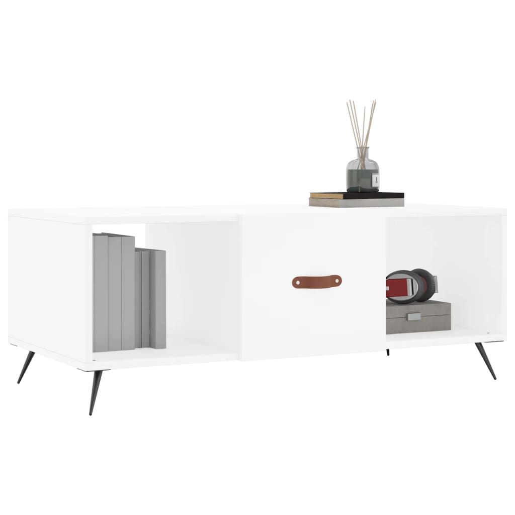 Table basse blanc 102x50x40 cm bois d’ingénierie - Tables basses