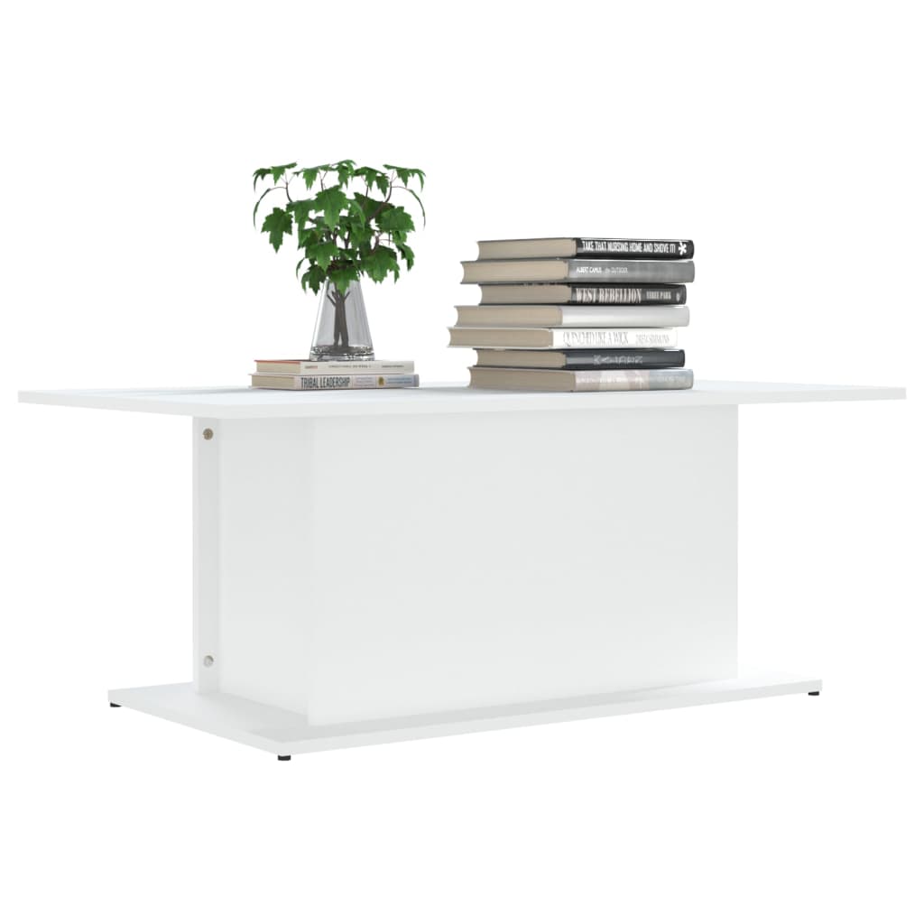 Table basse blanc 102x55,5x40 cm bois d’ingénierie - Tables basses