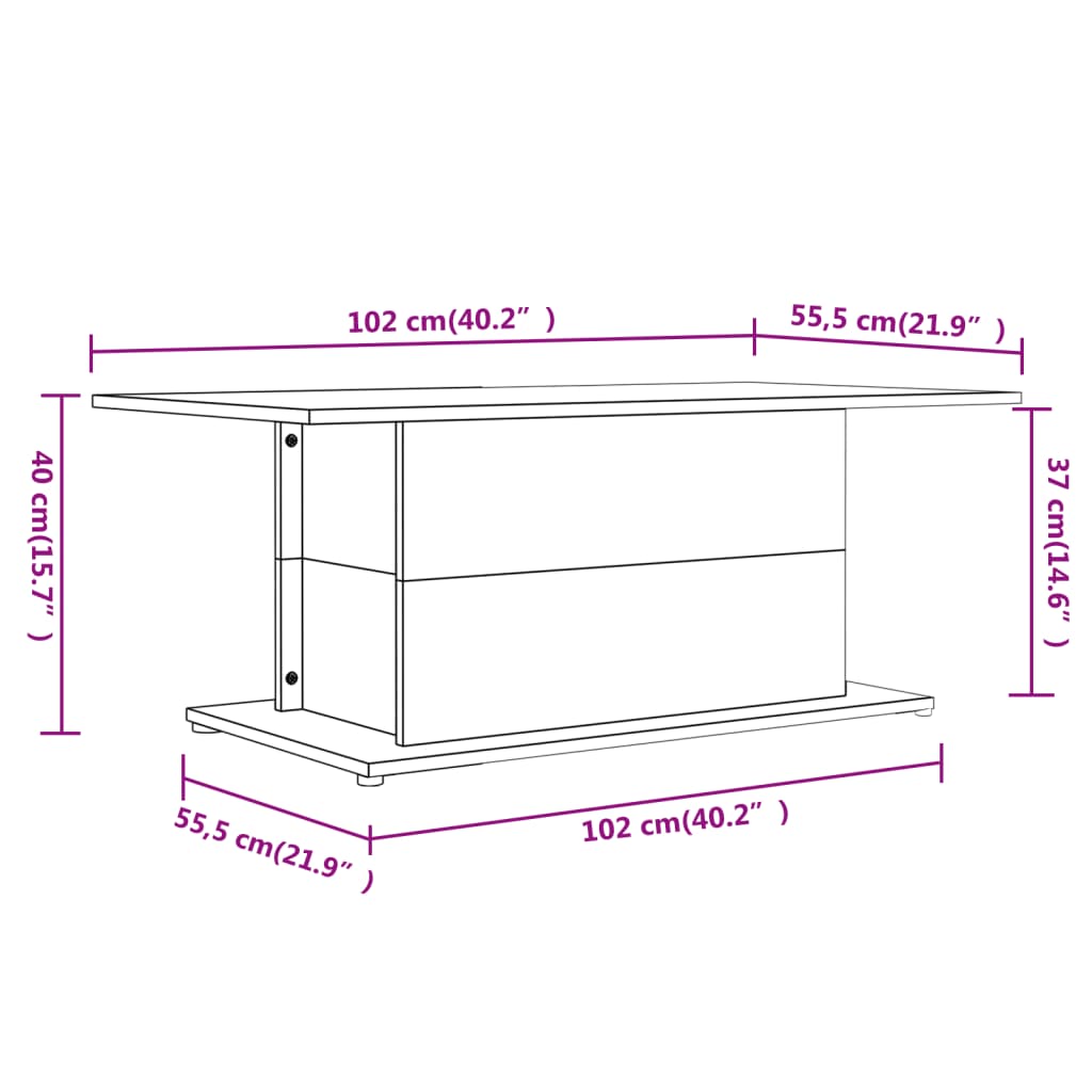 Table basse blanc 102x55,5x40 cm bois d’ingénierie - Tables basses