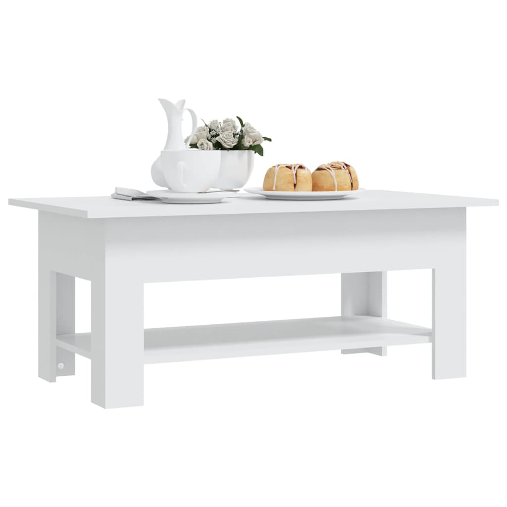 Table basse blanc 102x55x42 cm bois d’ingénierie - Tables basses