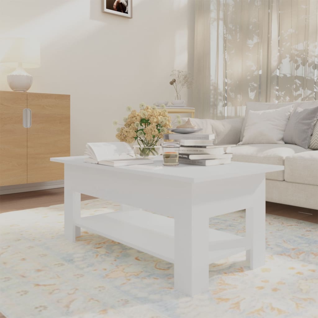 Table basse blanc 102x55x42 cm bois d’ingénierie - Tables basses