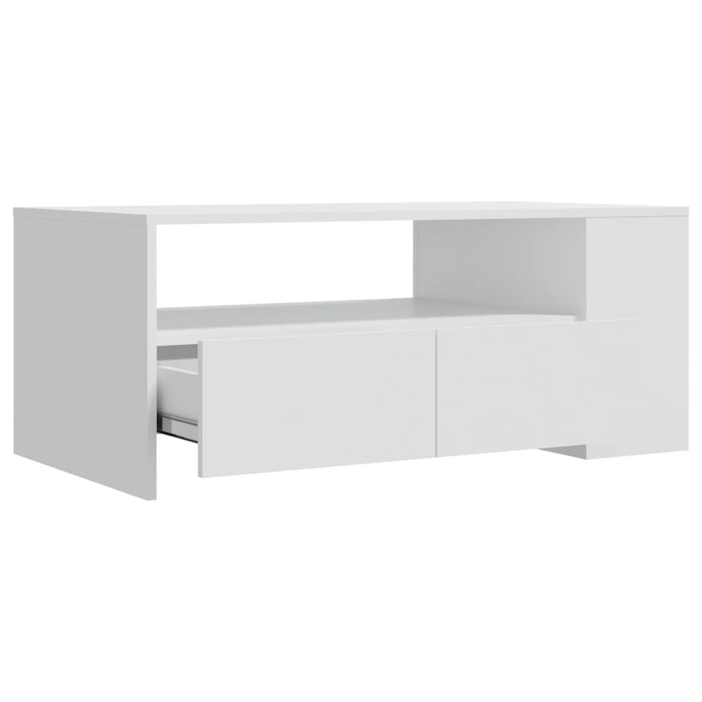 Table basse blanc 102x55x42 cm bois d’ingénierie - Tables basses