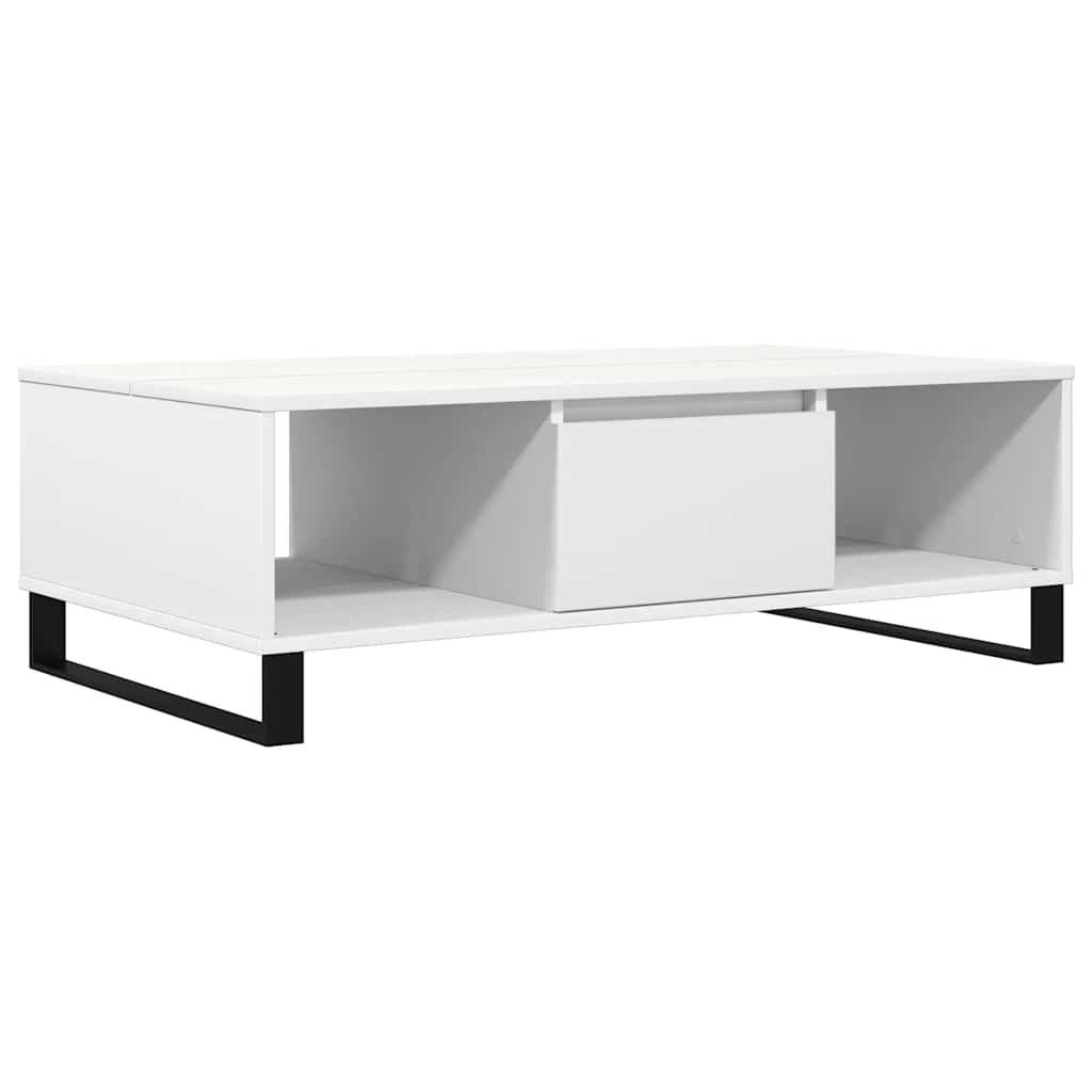 Table basse blanc 104x60x35 cm bois d’ingénierie - Tables basses