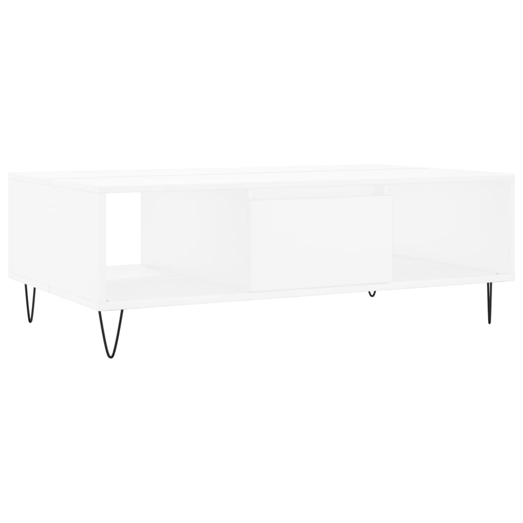 Table basse blanc 104x60x35 cm bois d’ingénierie - Tables basses