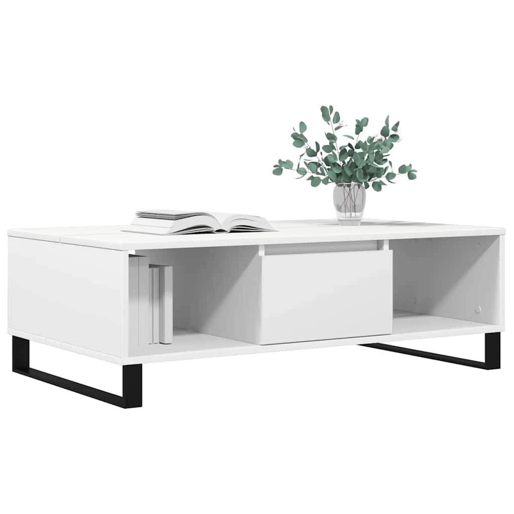 Table basse blanc 104x60x35 cm bois d’ingénierie - Tables basses