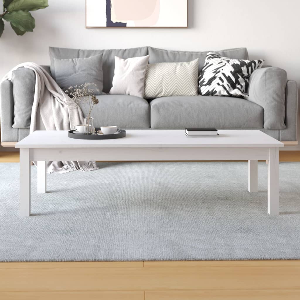 Table basse Blanc 110x50x30 cm Bois massif de pin - Tables basses