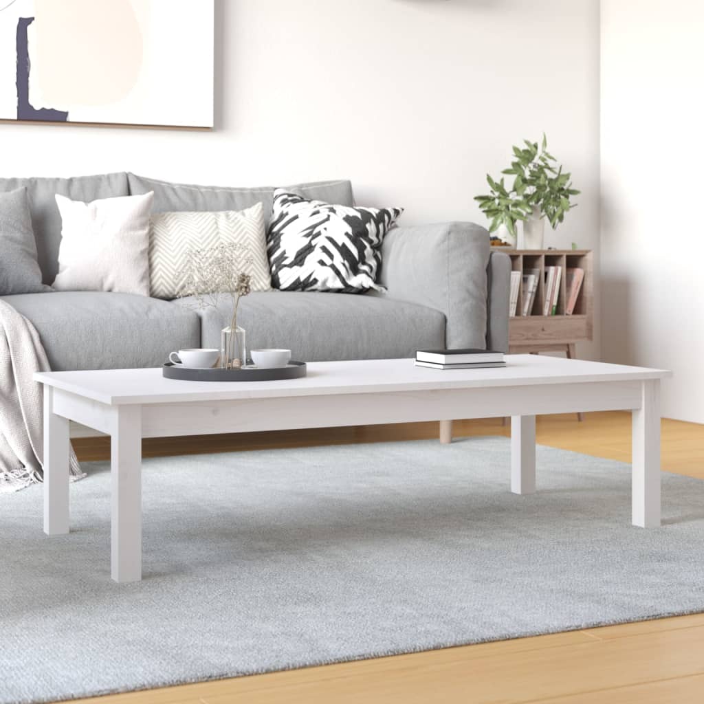 Table basse Blanc 110x50x30 cm Bois massif de pin - Tables basses