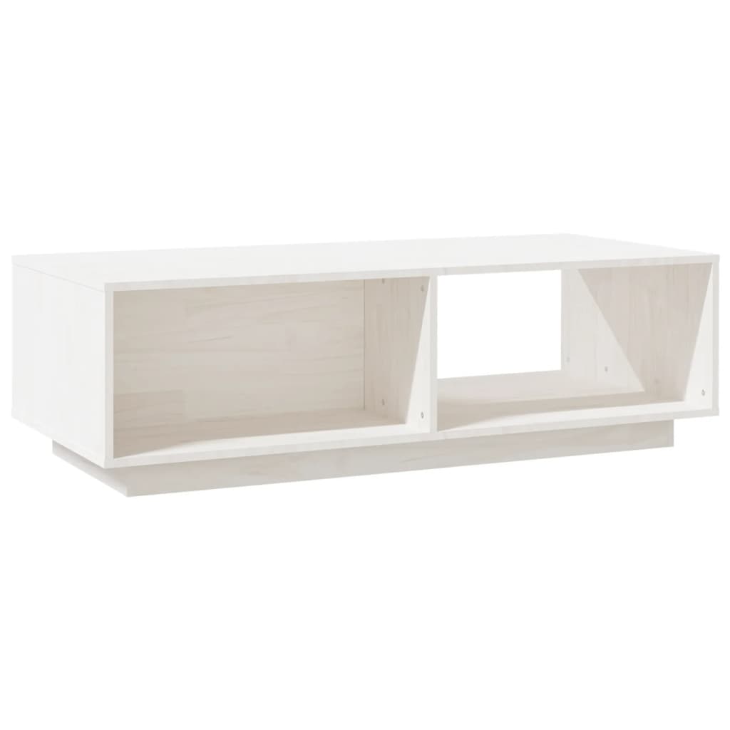 Table basse blanc 110x50x33,5 cm bois de pin massif - Tables basses