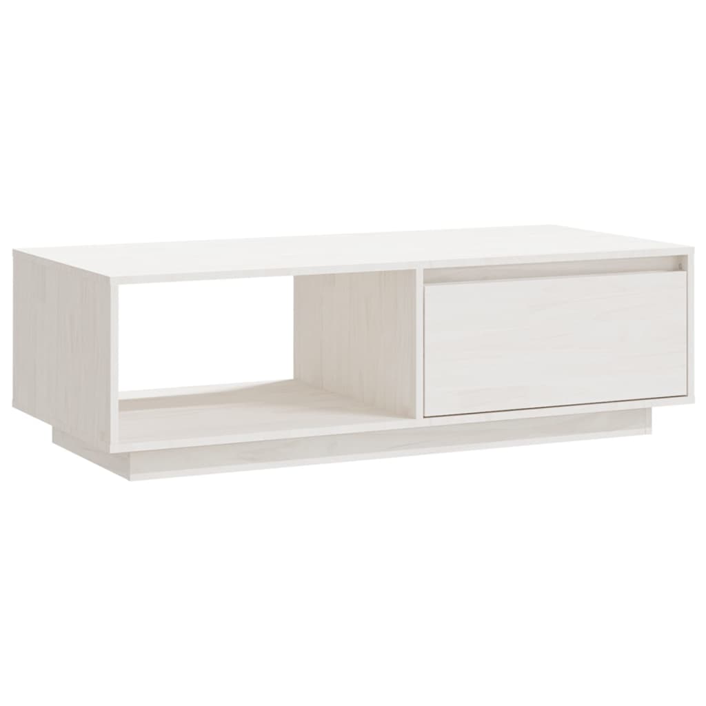 Table basse blanc 110x50x33,5 cm bois de pin massif - Tables basses