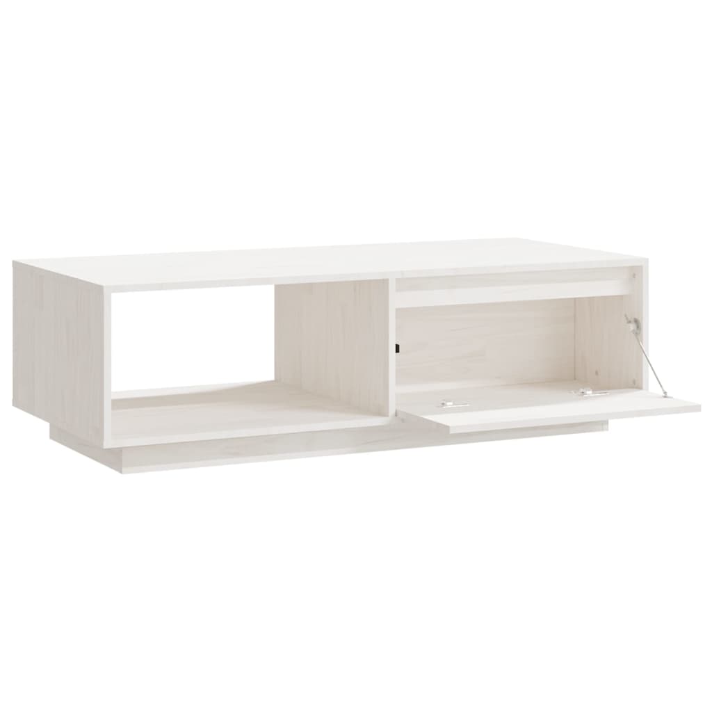 Table basse blanc 110x50x33,5 cm bois de pin massif - Tables basses