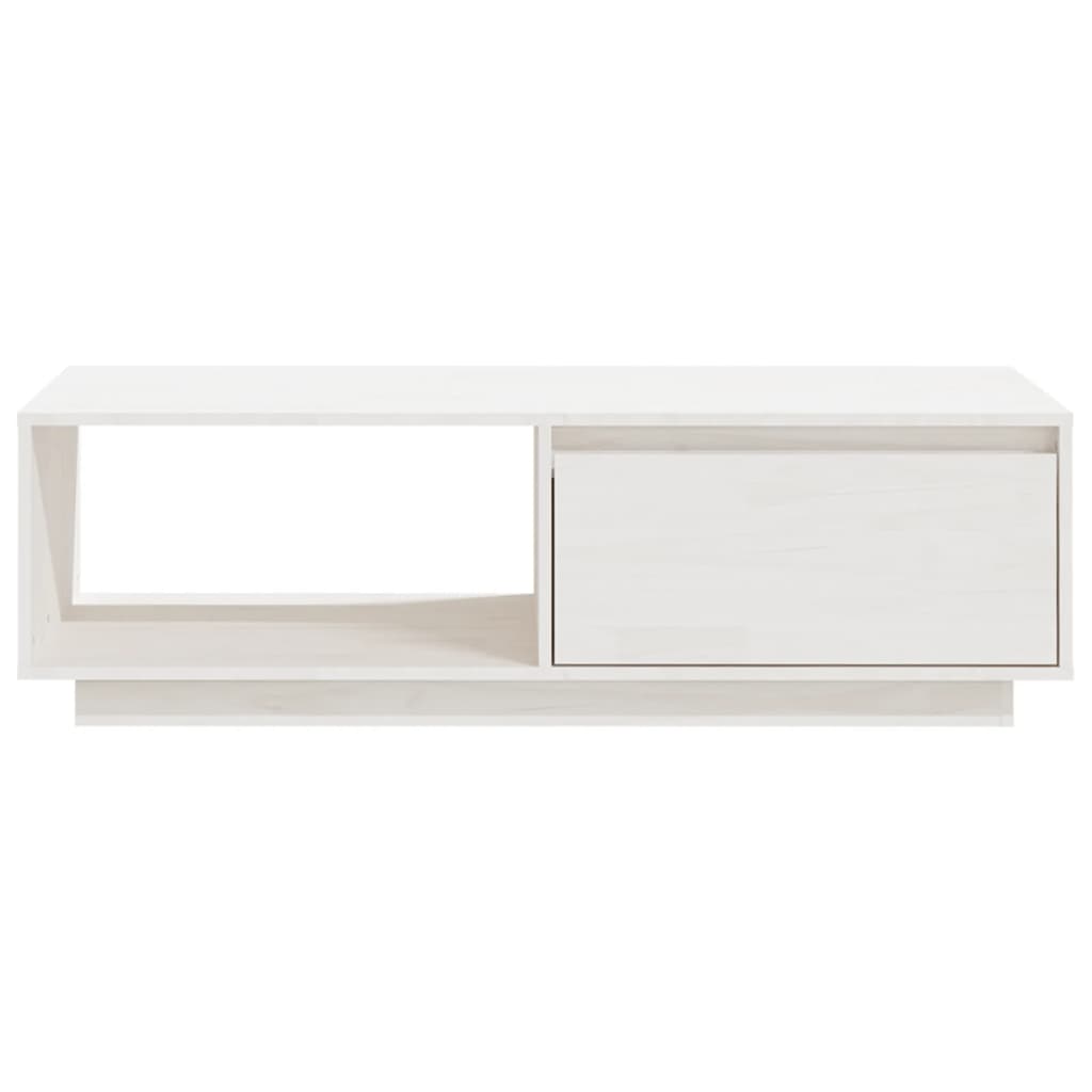 Table basse blanc 110x50x33,5 cm bois de pin massif - Tables basses
