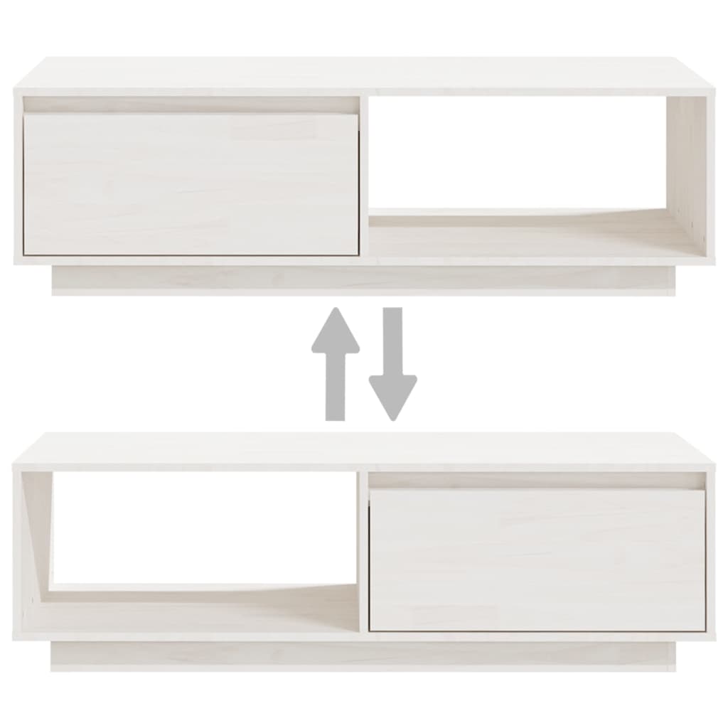 Table basse blanc 110x50x33,5 cm bois de pin massif - Tables basses