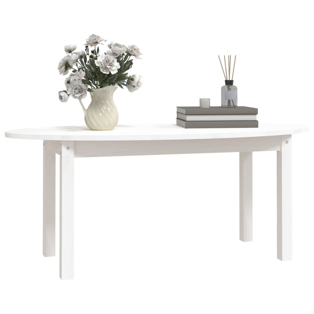 Table basse Blanc 110x55x45 cm Bois massif de pin - Tables basses