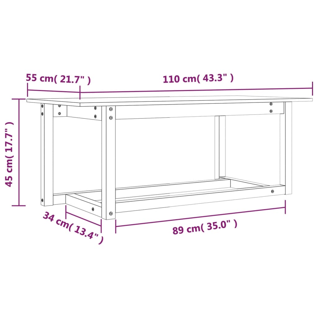 Table basse Blanc 110x55x45 cm Bois massif de pin - Tables basses