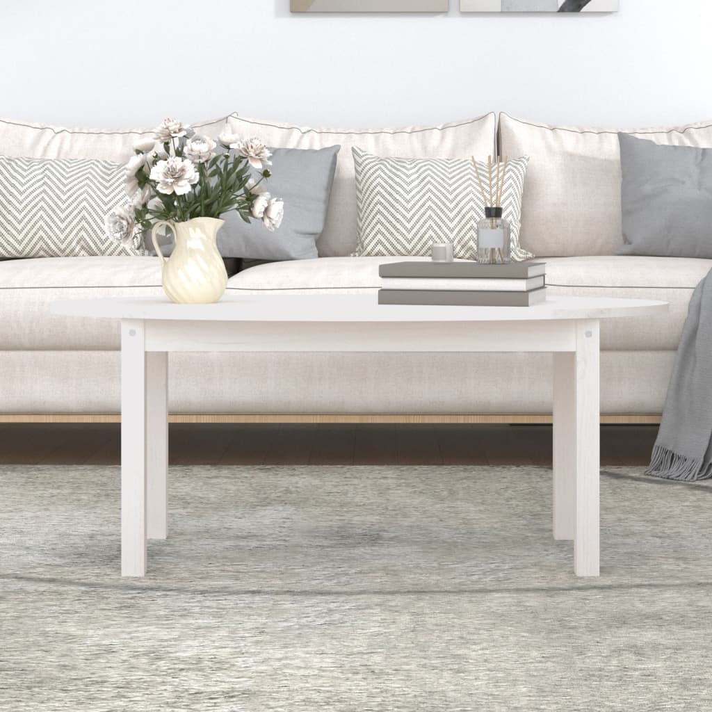 Table basse Blanc 110x55x45 cm Bois massif de pin - Tables basses