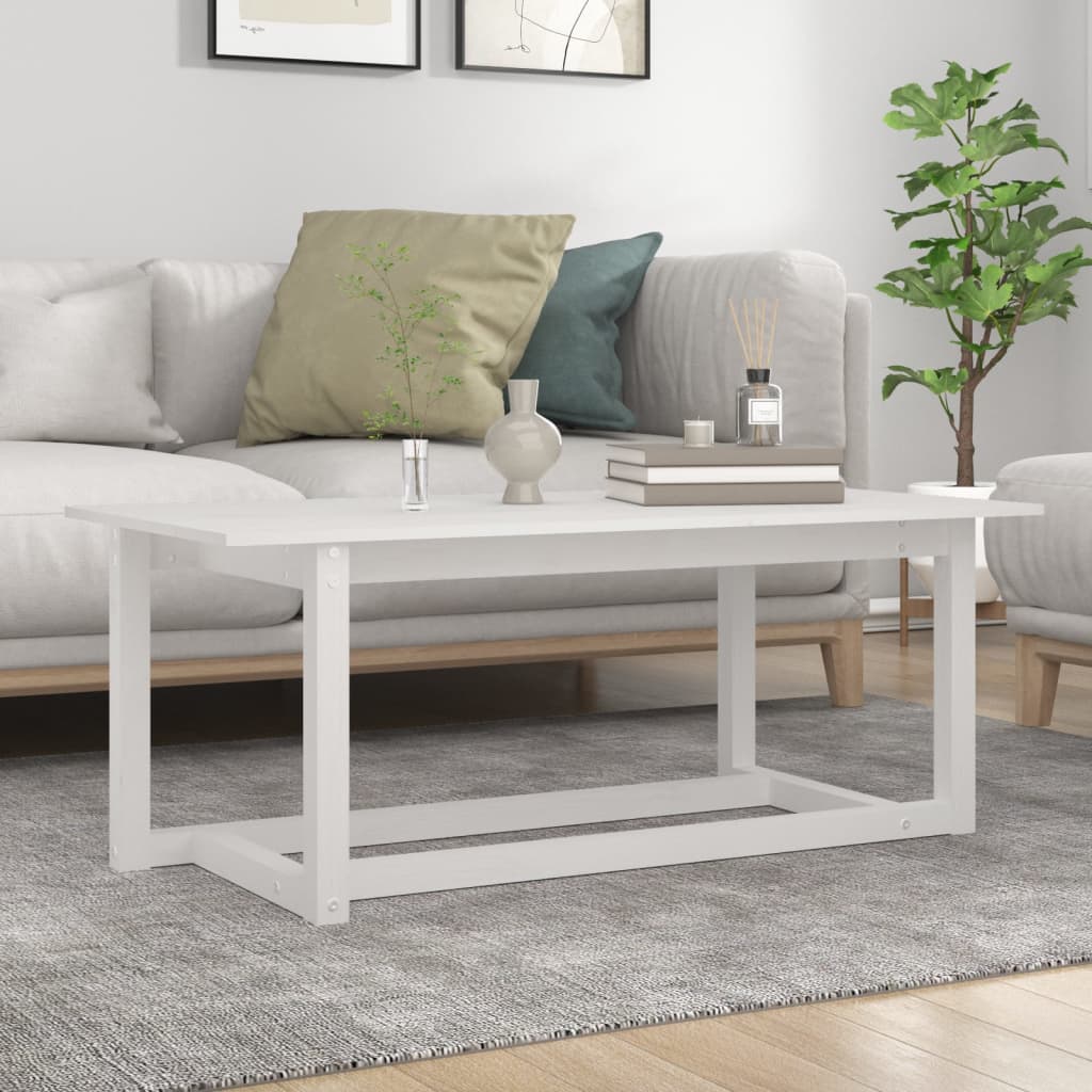 Table basse Blanc 110x55x45 cm Bois massif de pin - Tables basses
