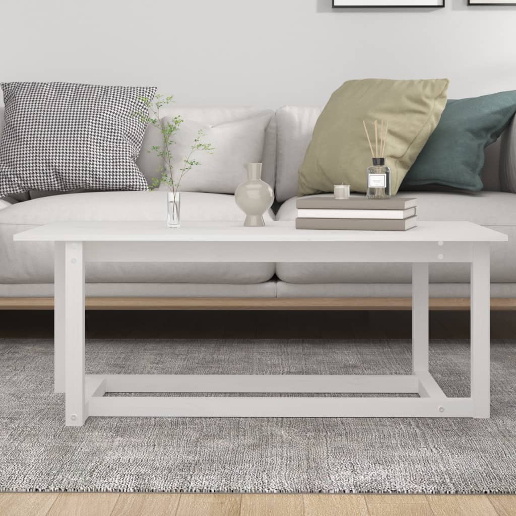 Table basse Blanc 110x55x45 cm Bois massif de pin - Tables basses