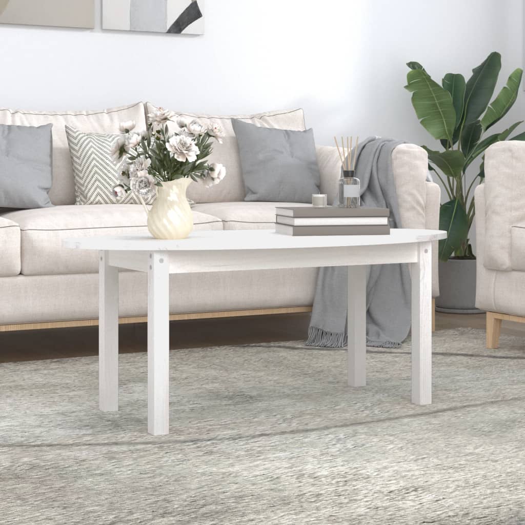 Table basse Blanc 110x55x45 cm Bois massif de pin - Tables basses