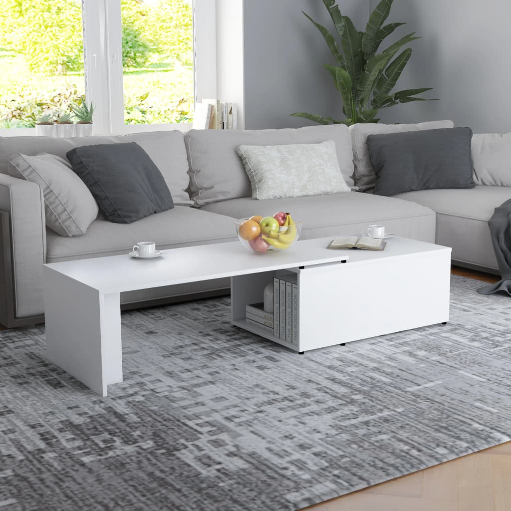 Table basse Blanc 150x50x35 cm Bois d’ingénierie - Tables basses