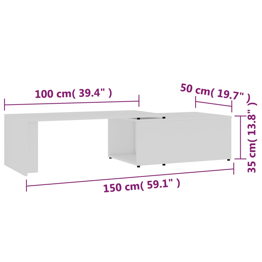 Table basse Blanc 150x50x35 cm Bois d’ingénierie - Tables basses