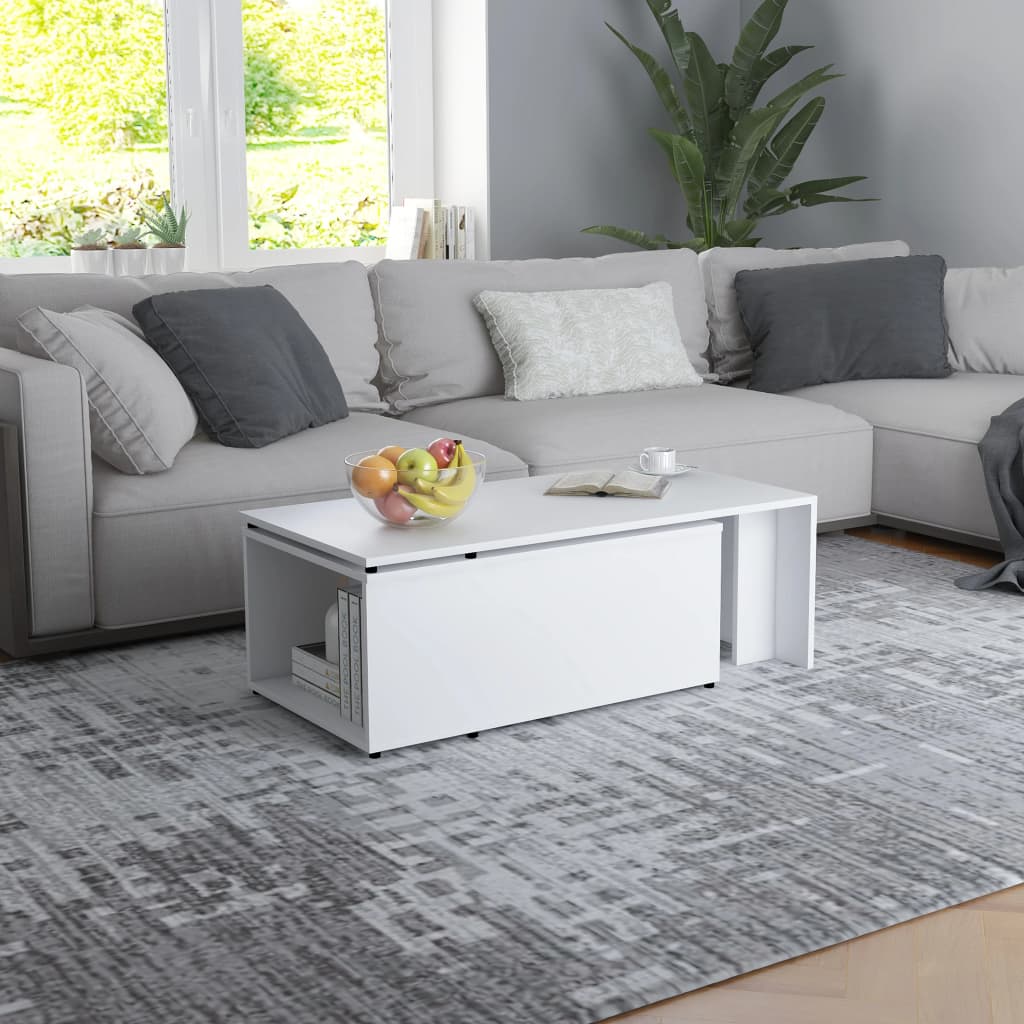 Table basse Blanc 150x50x35 cm Bois d’ingénierie - Tables basses