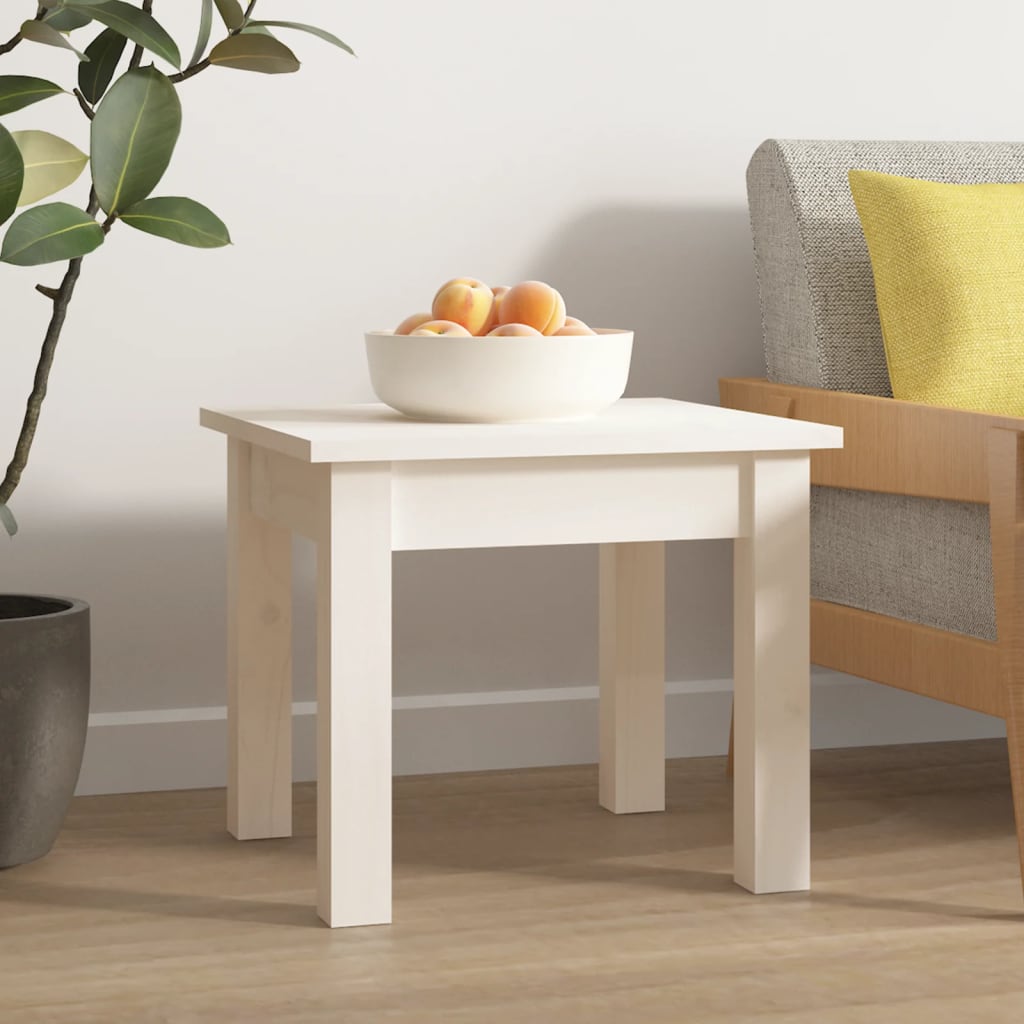 Table basse Blanc 35x35x30 cm Bois massif de pin - Tables basses