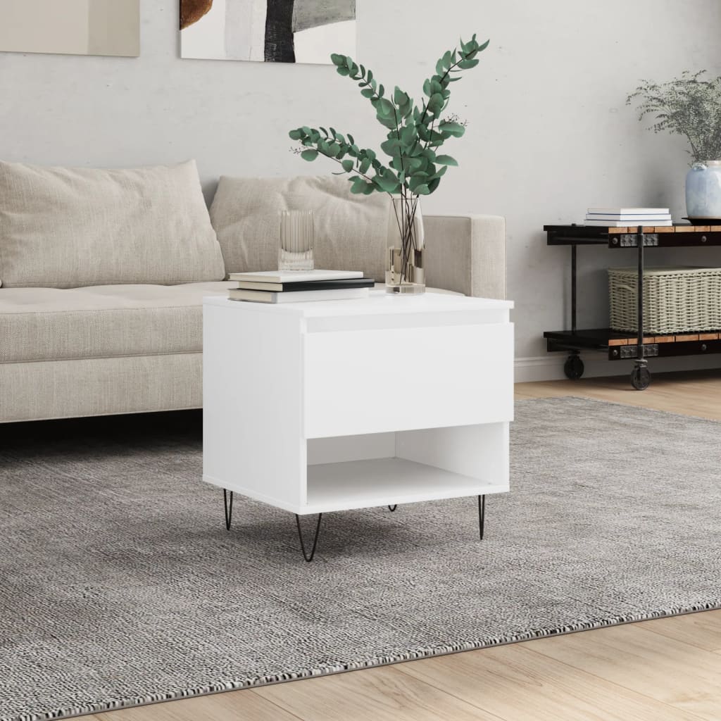 Table basse blanc 50x46x50 cm bois d’ingénierie - Tables basses