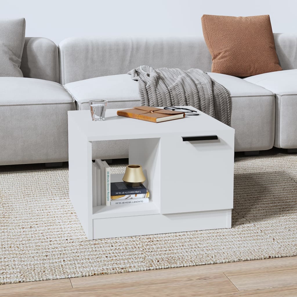 Table basse Blanc 50x50x36 cm Bois d’ingénierie - Tables basses