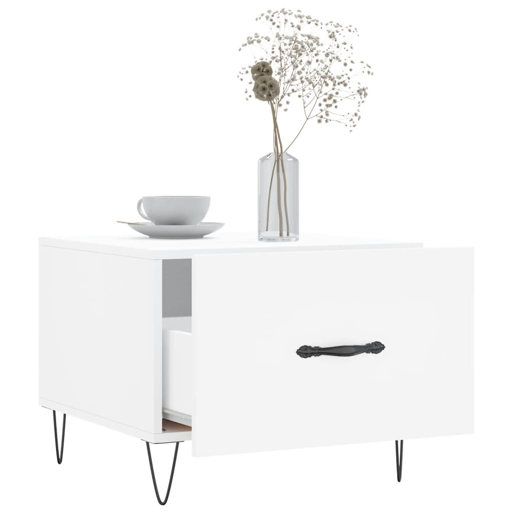 Table basse blanc 50x50x40 cm bois d’ingénierie - Tables basses