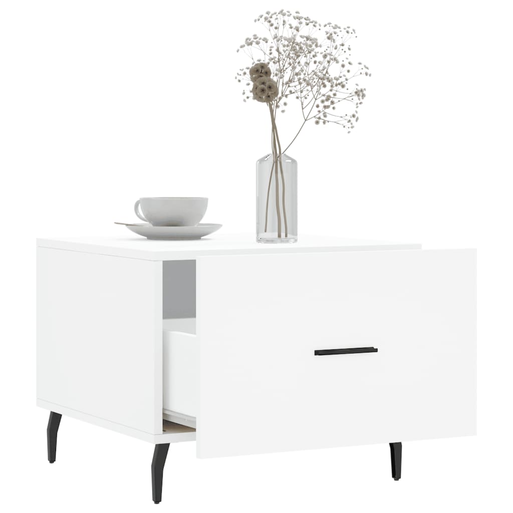 Table basse blanc 50x50x40 cm bois d’ingénierie - Tables basses