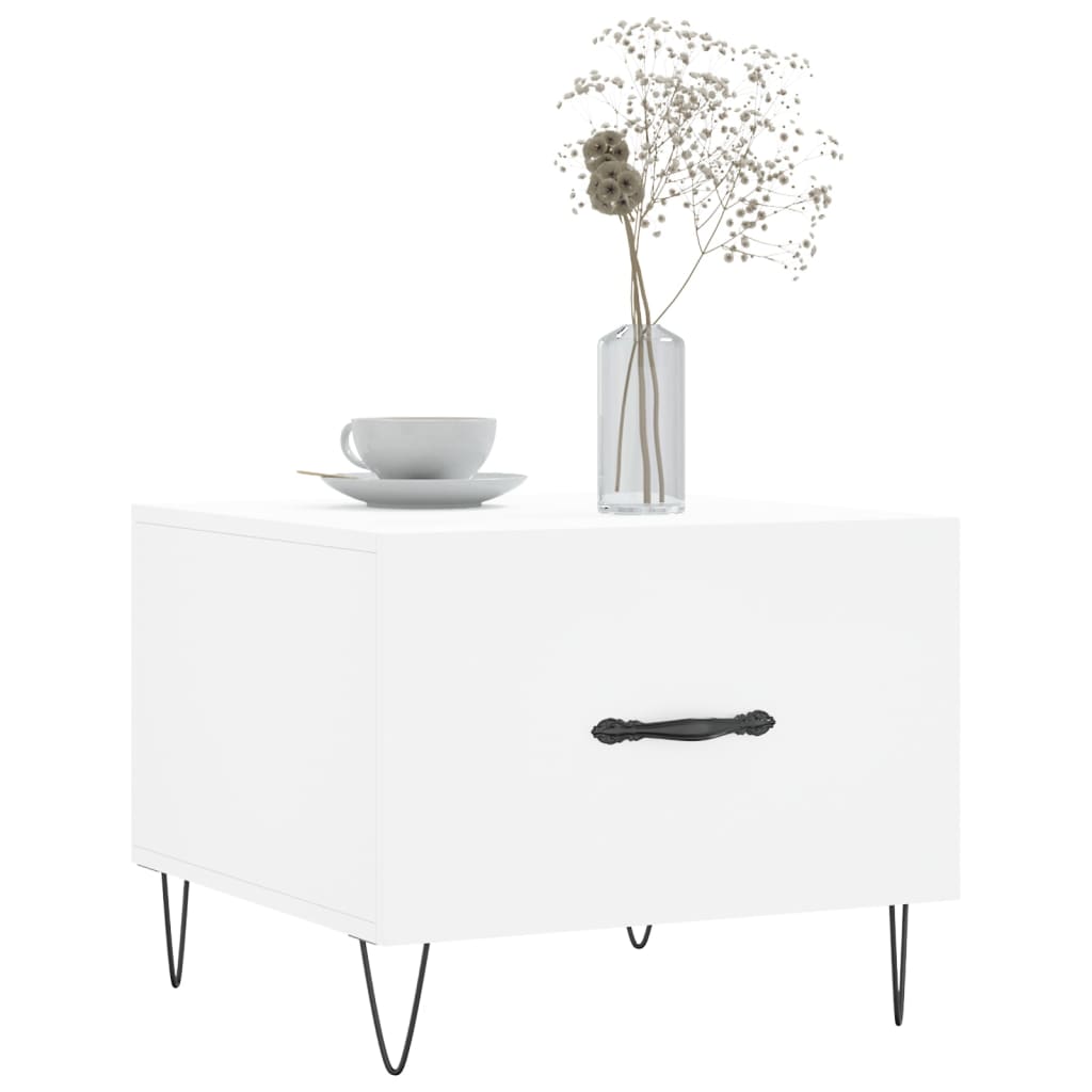 Table basse blanc 50x50x40 cm bois d’ingénierie - Tables basses