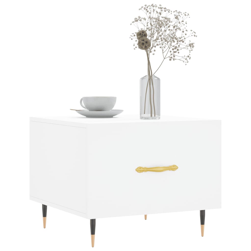 Table basse blanc 50x50x40 cm bois d’ingénierie - Tables basses