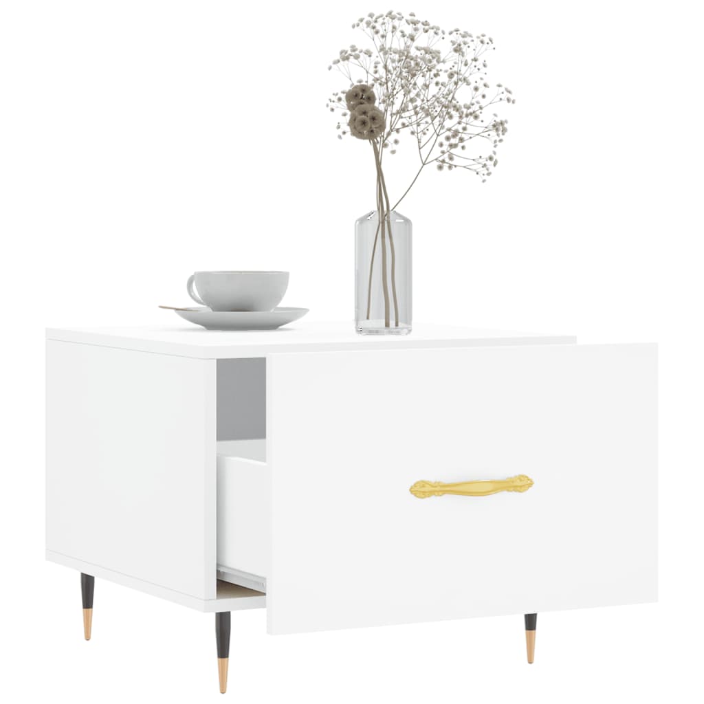 Table basse blanc 50x50x40 cm bois d’ingénierie - Tables basses