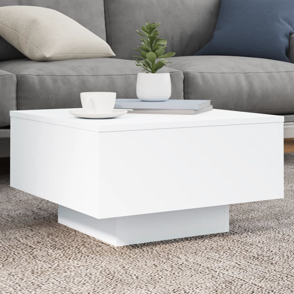 Table basse blanc 55x55x31 cm bois d’ingénierie - Tables basses